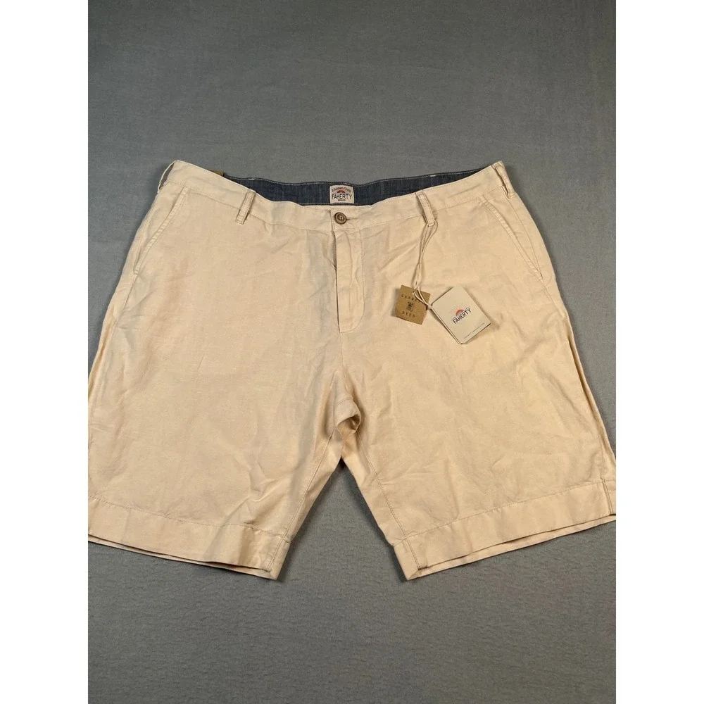Faherty Brand Men's‎ Beige Linen Cotton Blend Chino Shorts Size 38